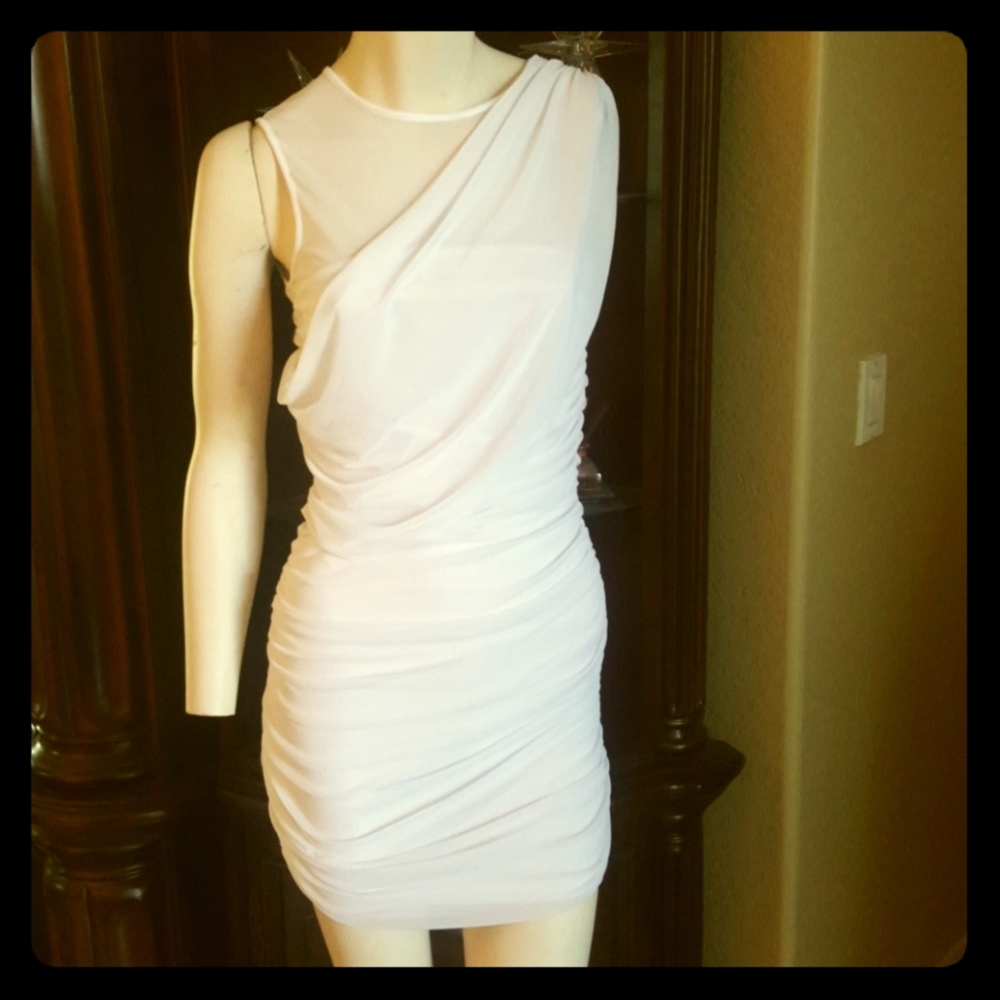 white stretchy evening dress